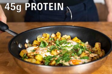 This Healthy Breakfast has 45g of Protein (Potato hash)