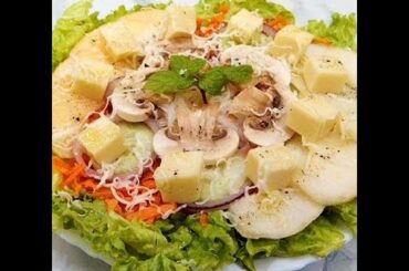 Plated Vegetable Salad with Fruits and Mozzarella