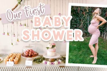 OUR FIRST BABY SHOWER | DIY Boho Floral Decor, Games & Healthy Snacks!