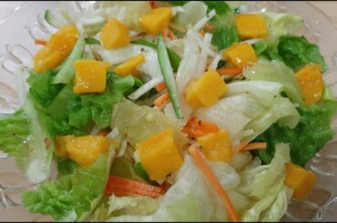 LETTUCE SALAD WITH MANGO RECIPE | HEALTHY GREEN SALAD RECIPE | BEST LETTUCE SALAD RECIPE