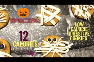 Low calorie digestive cookies with Halloween theme- Low calorie cookies- Halloween recipes