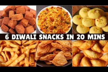 6 Quick & Easy Diwali Snack Recipes in 20 Minutes | 6 Instant Diwali Snacks Recipes