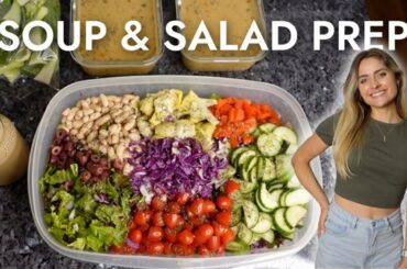 HEALTHY MEAL PREP! Mushroom Soup and a Huge Salad!