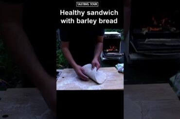 Healthy sandwich with barley bread from the wood oven