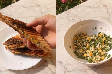 Spinach & Corn Sandwich | Healthy Spinach corn paneer recipe #spinachcornsandwich