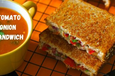 QUICK HEALTHY SANDWICH - SIMPLE INGREDIENTS, AMAZING TASTE | CHEESE ONION TOMATO SANDWICH RECIPE
