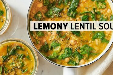 LEMONY LENTIL & CHICKPEA SOUP | from my healthy meal prep cookbook!