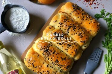 Paneer Bread Rolls | Cheesy Paneer Rolls | Bread Baking Recipes | By Chef Nehal Karkera