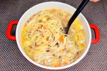 Chicken soup with mushrooms! One plate is never enough! A delicious and healthy soup recipe!