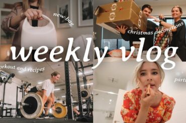 WEEKLY VLOG | workouts and healthy recipes, new bag, christmas decorations, grocery haul & parties