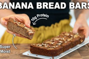 BANANA BREAD PROTEIN BARS | perfect healthy snack or breakfast (grain & dairy free!)