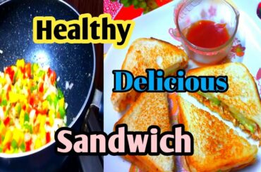Healthy Delicious egg sandwich with vegetables!Quick&Tasty bread egg sandwich!easy Breakfast recipe