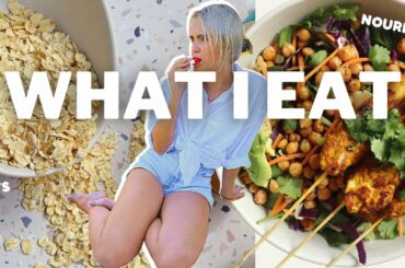 WHAT I EAT in a day! Healthy recipes and food. Gym warm-up routine!