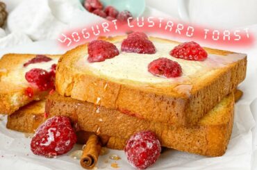 TikTok Yogurt Custard Toast | Easy, Healthy Breakfast Ideas | Under 5 minutes and 10 ingredients