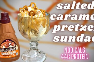 NINJA CREAMI LOW CALORIE SALTED CARAMEL PRETZEL ICE CREAM SUNDAE | CHEESECAKE ICE CREAM