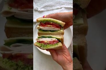 Easy healthy meal Turkey Pesto Sandwich and Soup