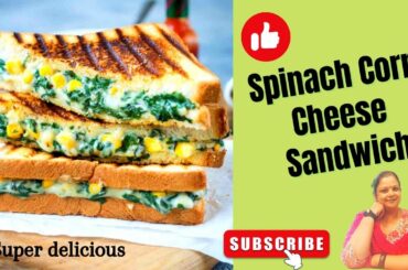spinach corn sandwich recipe/spinach & corn cheese sandwich/healthy sandwich/@ABCCanybodycancook
