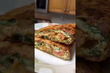 Easy, Healthy Breakfast Shrimp Quesadilla. It’s a lower calorie option, extremely high in protein.