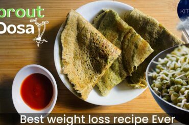 Green Moong Sprouts Dosa - Healthy Breakfast Weight Loss Recipe | Sprouted Green Moong Dal Pesarattu
