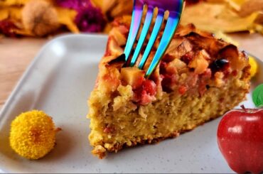 Make this cake with oats and apple! Fast and healthy recipe!
