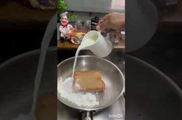 Trending bread milk toast | healthy brown bread milk pudding |#shorts |#trendingshorts |#breadmilk