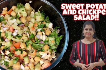 High Protein Chickpea and sweet potato Salad (Plant-based) | Healthy Salad Recipe for weight loss