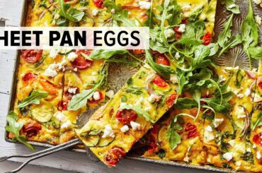 MEDITERRANEAN SHEET PAN EGGS | from my healthy meal prep cookbook!