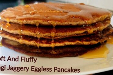 Healthy Ragi Jaggery Eggless Pancakes / Quick Evening snacks/ Healthy Breakfast/ Rahilas Cookhouse