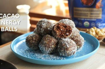 Healthy Cacao Energy Balls | No Bake, Vegan, Healthy Snack Recipe