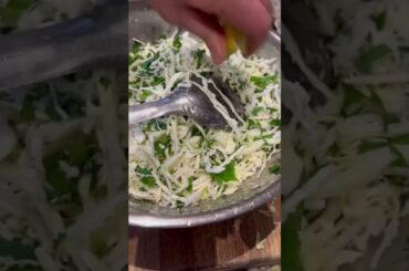 Simple cabbage salad. Cabbage, lemon, parmesan cheese, EVO, parsley. Fantastic salad healthy salad.