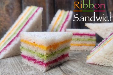 Ribbon Sandwich | Triple Layer Sandwich | Tasty Healthy Easy Sandwich Recipe