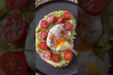 Avocado toast on sourdough bread with an egg, tasty and healthy breakfast/brunch idea.