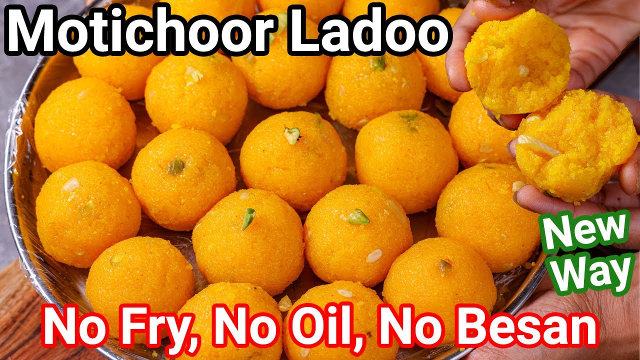Mock Motichoor Ladoo – No Besan, No Deep Fry, No Sugar Syrup | Healthy & Low Calorie Motichoor Laddu Mock Motichoor Ladoo - No Besan, No Deep Fry, No Sugar Syrup | Healthy & Low Calorie Motichoor Laddu