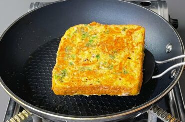 10 Minutes Breakfast Recipe - Quick & Easy One Pan cheese Omelette Toast Recipe