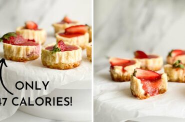 Low calorie mini strawberry cheesecakes | healthy strawberry cheesecake | mini cheesecakes