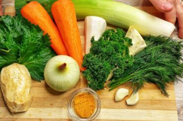 Homemade vegetable broth. You won't find a better recipe!