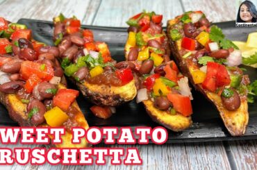 SWEET POTATO BRUSCHETTA | Mexican Bruschetta Recipe | Healthy Snack Recipe | Vegan Recipe