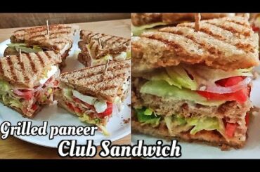 Instant healthy morning breakfast recipes | Paneer grilled veg sandwich recipe