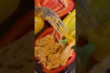 Buffalo Chicken Stuffed Peppers- Healthy Dinner Idea #Shorts #LowCarb #DinnerIdeas #Keto