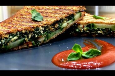 Healthy Sandwich Recipe/Palak Paneer sandwich/Spinach and Paneer Sandwich