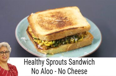 Healthy Sprouts Sandwich Recipe For Weight Loss - Moong Sprouts Sandwich - Palak Sandwich Recipe