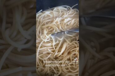 Salad, spaghetti  and potatoes for lunch.#lunch #salad #healthy #excercise