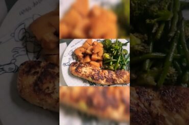 Honey Salmon with Sweet Potatoe and Broccoli String Beans #healthy #recipes #lifestyle