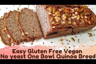 Easy Sprouted Quinoa Bread Recipe| High Protein Low Carb Gluten Free Vegan Bread No Knead No Yeast