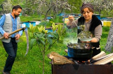 Best Healthy Soup Recipe on a Campfire - Making Crunchy Candy