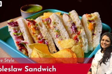 How To Make Coleslaw Sandwich At Home | Cafe Style Mayonnaise Sandwich | Healthy Sandwich