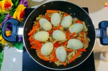 Healthy meal with mushroom egg recipe. One pot meal with mushroom egg recipe. / keto recipes