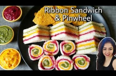 Ribbon Sandwich recipe / Rainbow Sandwich recipe / Rainbow pinwheel / Party recipe ideas/Kids party