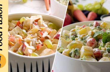 Creamy Fruit Salad  & Creamy Vegetable salad Recipes By Food Fusion (Ramazan Special)