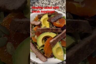 Healthy salad with steak toppings! #ASMR #Homemade